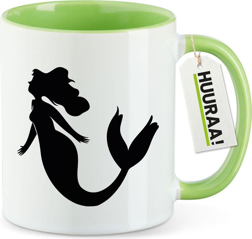 Huuraa Kaffeetasse Meerjungfrau Silhouette 330ml Grün Keramik Kaffeebecher Geschenkidee