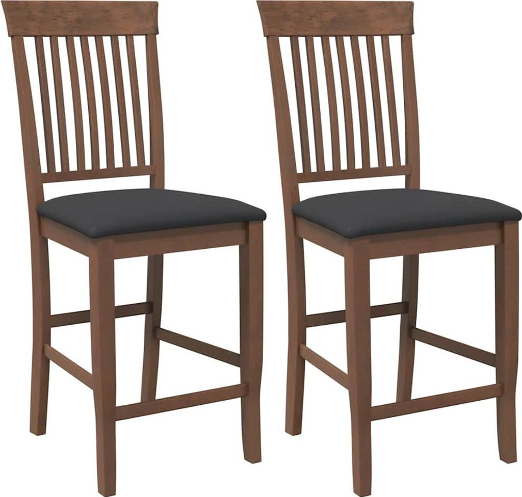 Barhocker mit Kissen 2 Stk. Braun Massivholz Gummibaum