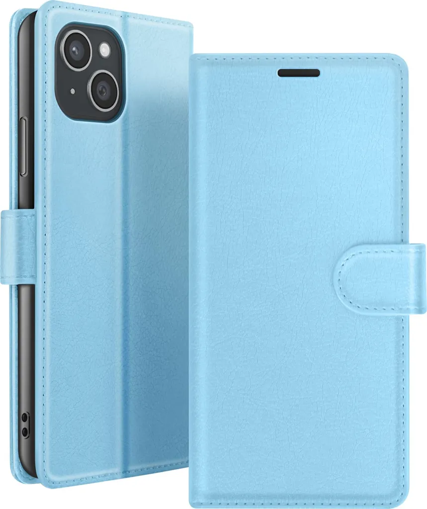 Zanaé Custodia Portafoglio iPhone 15 Plus Blu Cielo - Elegante e Pratica