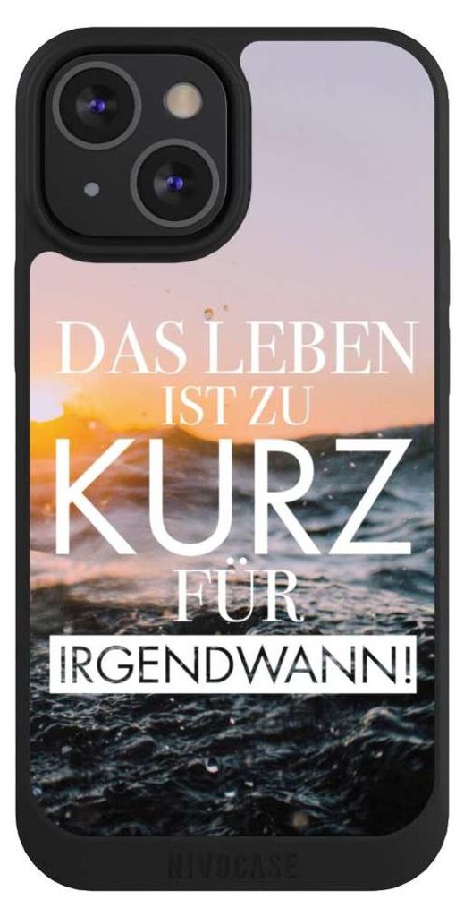 NIVOCASE Handyhülle für Apple iPhone 13 Mini Hülle NIVOpure Case Schwarz Meer Statement Spruch