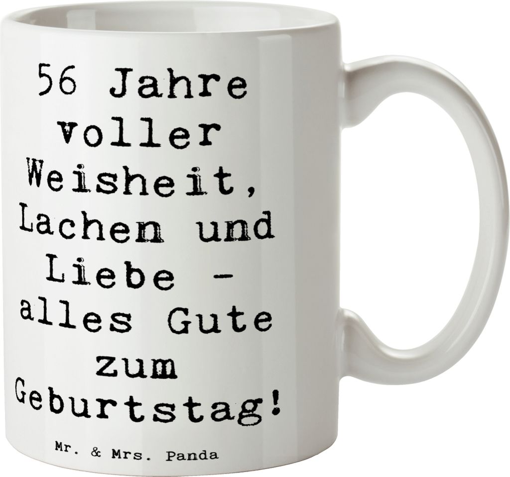 Mr. & Mrs. Panda Tasse Spruch 56. Geburtstag - Weiß - Produktbild 