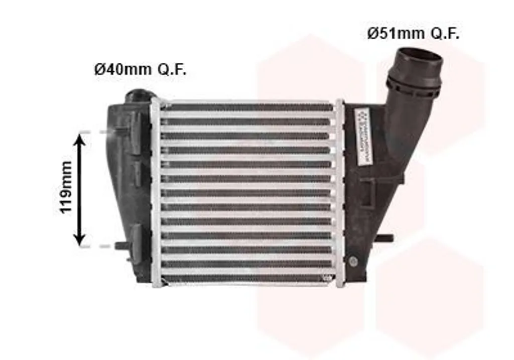 Intercooler VAN WEZEL 43004423 pour Renault Twingo II CN0 Turbo Diesel