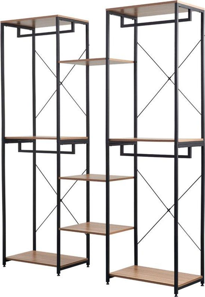 Kleiderschrank für Schlafzimmer und Wohnzimmer - Multifunktional, Stabil, Sicher - Holz - 165x39x204.6 - Braun