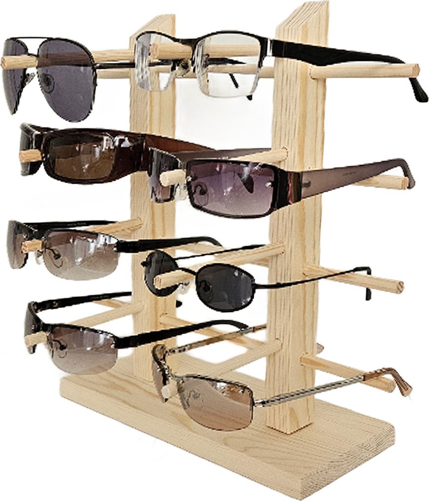Brillenpräsenter Brillendisplay für 8 Brillen Holz-Ständer Produktbild 