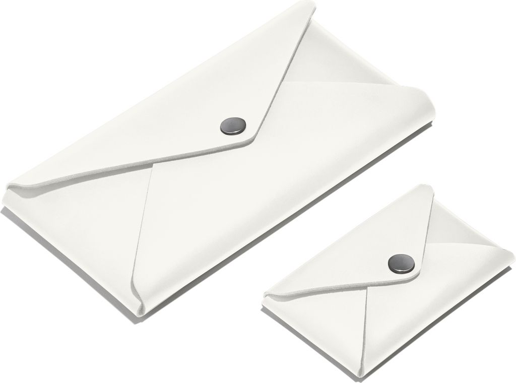 Set Visitenkarten Etui + Federmäppchen aus Leder Weiß - Kreditkarten-Etuis - Hergestellt in Italien