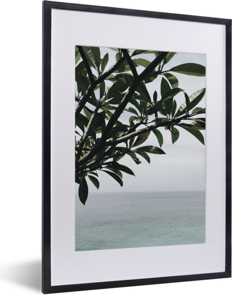 MuchoWow Gerahmtes Poster Baum - Laub - Meer 30x40 cm - Poster mit Schwarzem Bilderrahmen Wandposter Rahmen Foto Bilder - Wandposter Schlafzimmer