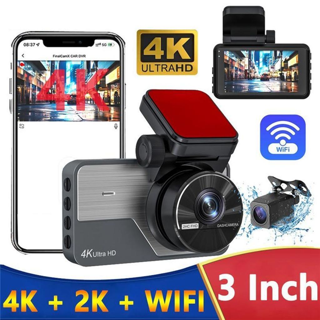 Auto-DVR-Kamera Auto-Videorekorder-Kamera Integrierte WLAN-Kamera Nachtsicht 170°-Weitwinkel WDR 24-Stunden-Parkmodus