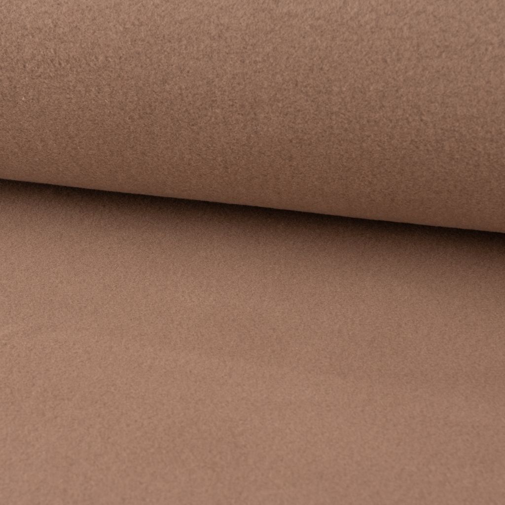 Baumwollfleece Fleecestoff aus Baumwolle gebürstet uni taupe-braun 1,
