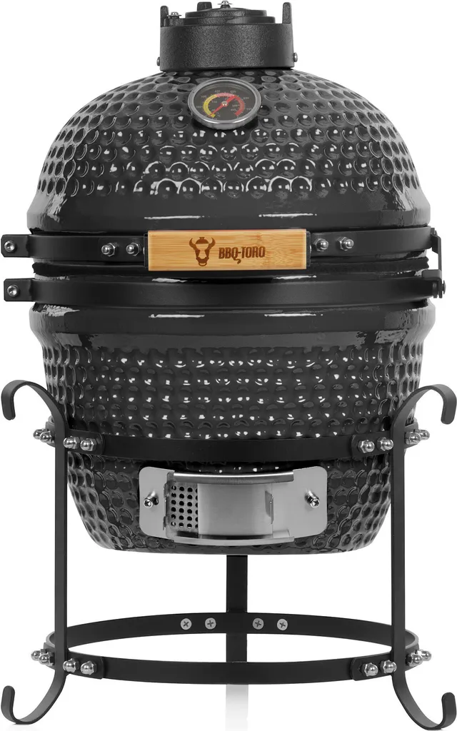 Barbecue Kamado en Céramique Ø 32 cm Gris Anthracite pour Petit Jardin