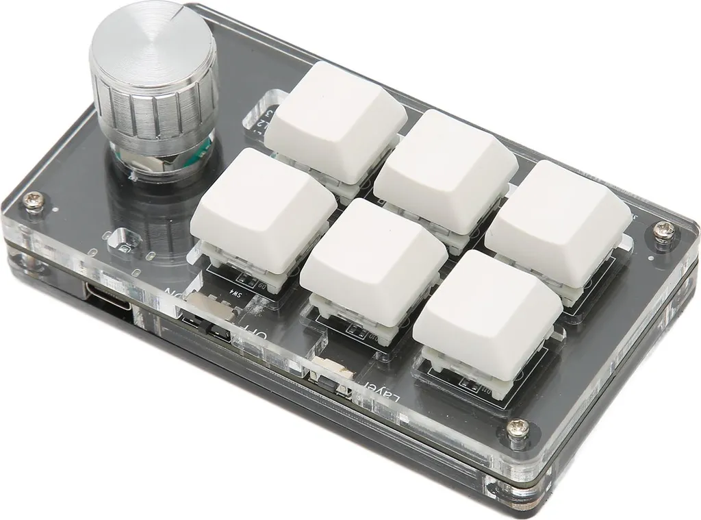 Clavier Macro pour Montage Vidéo et Gaming 6 Touches avec Bouton Rotatif USB