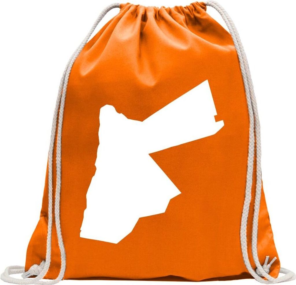 Kiwistar - Turnbeutel - mandarin - Jordanien Umriss Kontur - Fun Rucksack Sport Beutel Gymsack Baumwolle mit Ziehgurt
