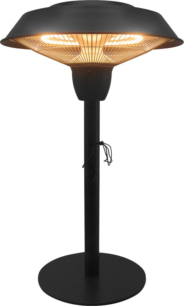 Heizlampe Terrassenlampe 69 x 42 cm schwarz POLLUX elektrisch Wärme für Terrasse Garten Heizstrahler Terrassenstrahler Stehlampe