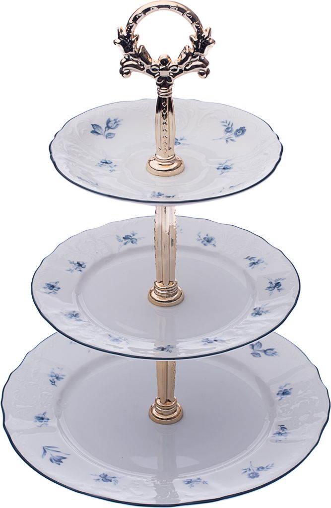 Etagere Thun 1794, Tschechisches Porzellan, Bernadotte, blaue Rosen, Thun