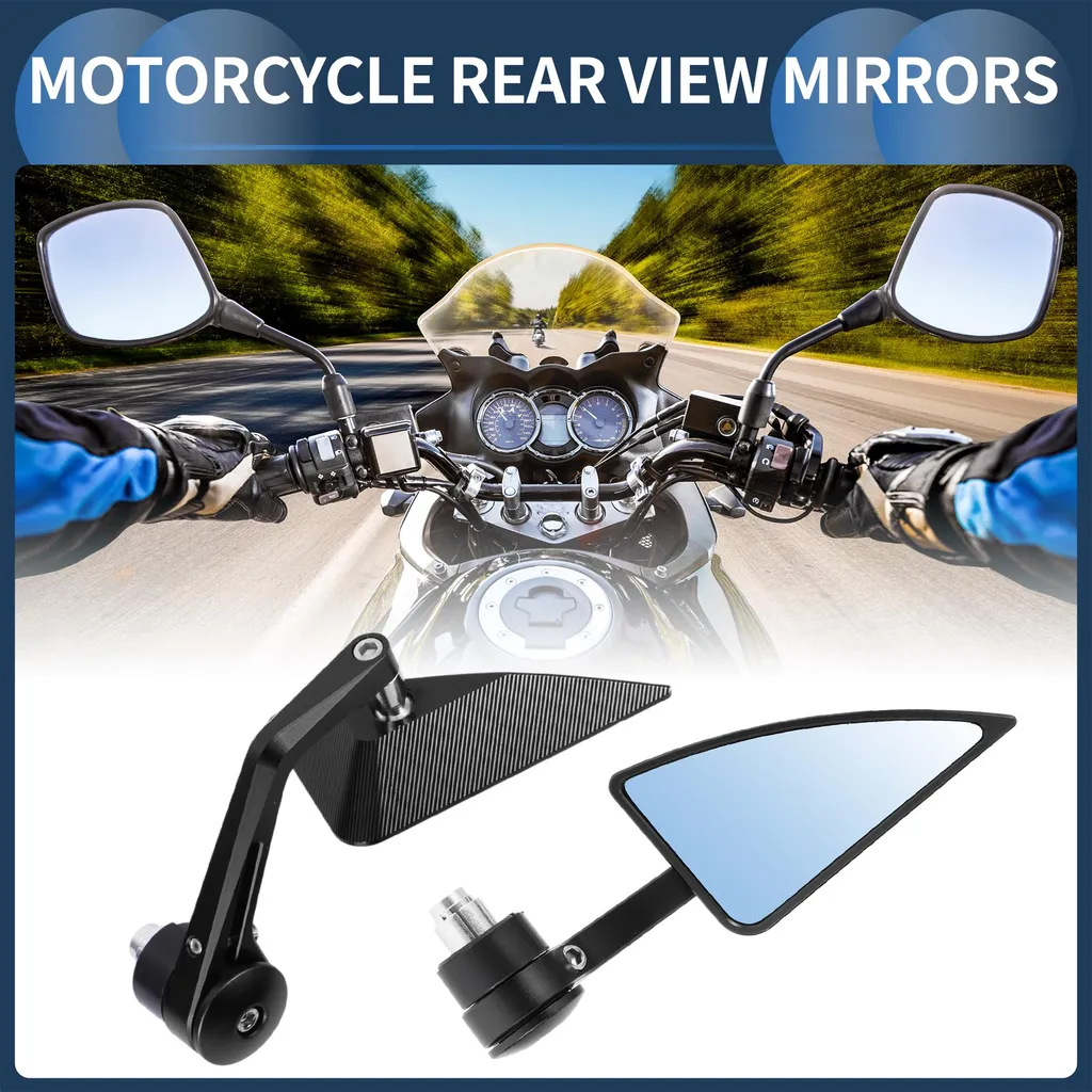 Rétroviseurs Moto Universels Alliage Aluminium Verre Bleu Forme en L
