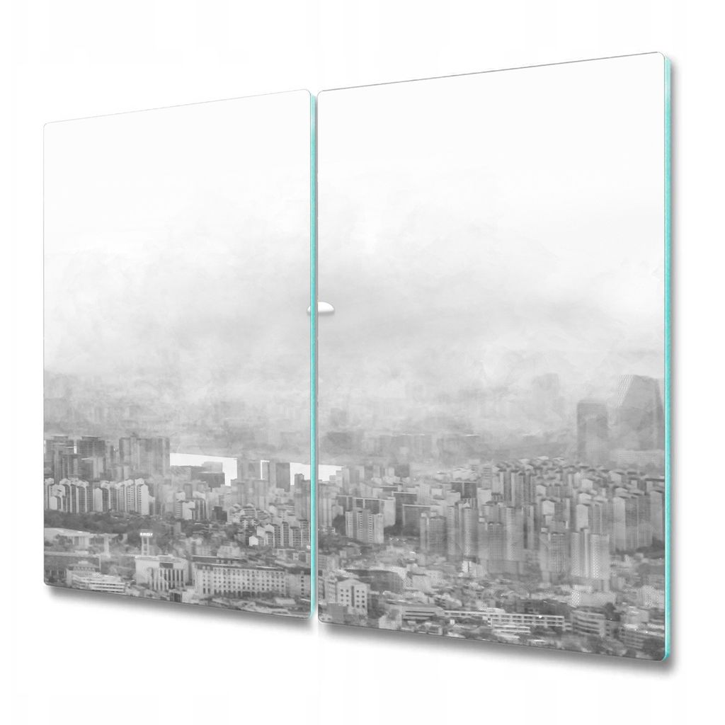 Küchenschneidebrett - Glasschneidebrett - Herdabdeckung - 2x 30x52 cm - Stadtillustration
