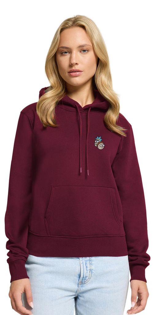 Spreadshirt Rick & Morty Köpfe Als Stick-Design Damen Premium Hoodie, XXL, Burgunderrot