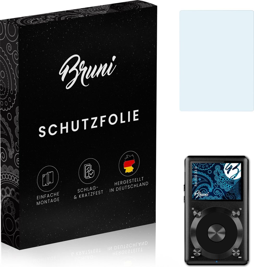 Bruni Basics-Clear 2x Schutzfolie kompatibel mit FiiO X3 II Folie