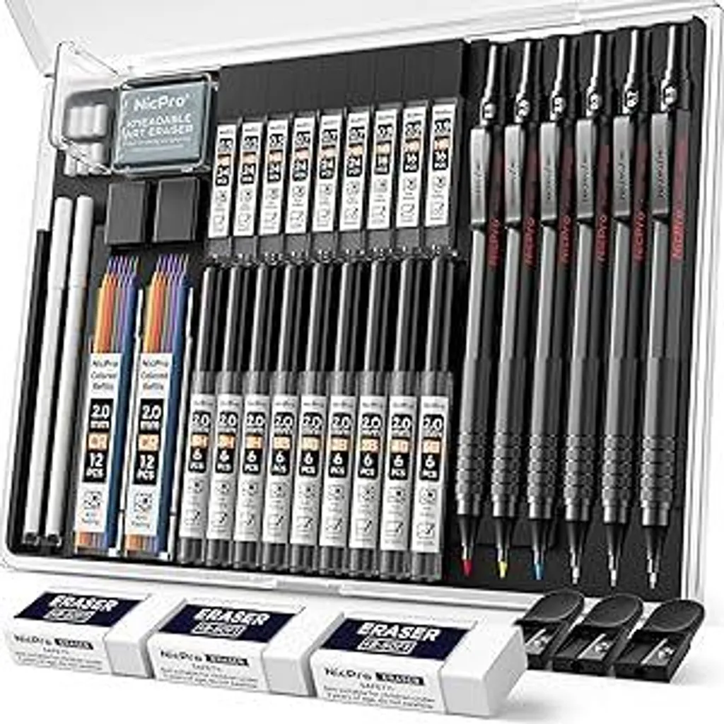 Set Matite Disegno Nicpro Metallo: 35 Pezzi per Schizzi e Sfumature 2mm
