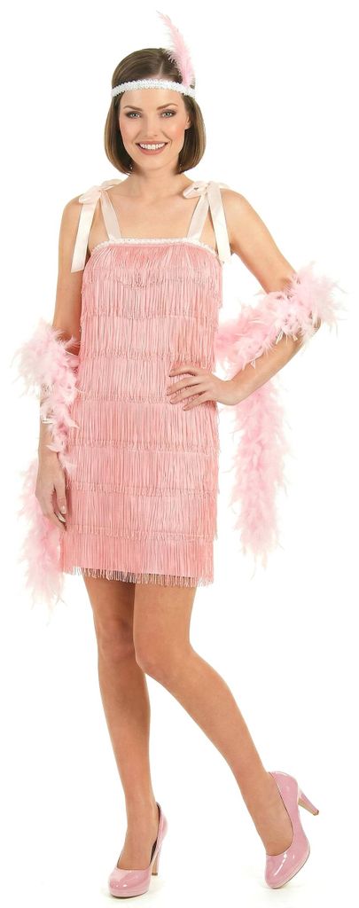 Puderrosafarbenes Charleston-Kostüm für Damen M / L
