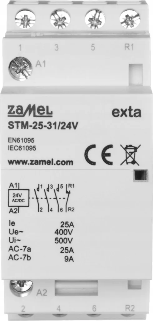 Contacteur modulaire 24V 25A STM-25-31/24V 3NO 1NC Relais Rail DIN