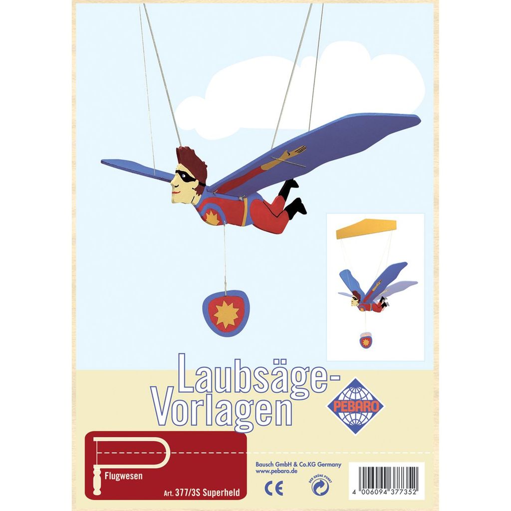 PEBARO Laubsägevorlage Mobilé fliegender Superheld, Flugfigur