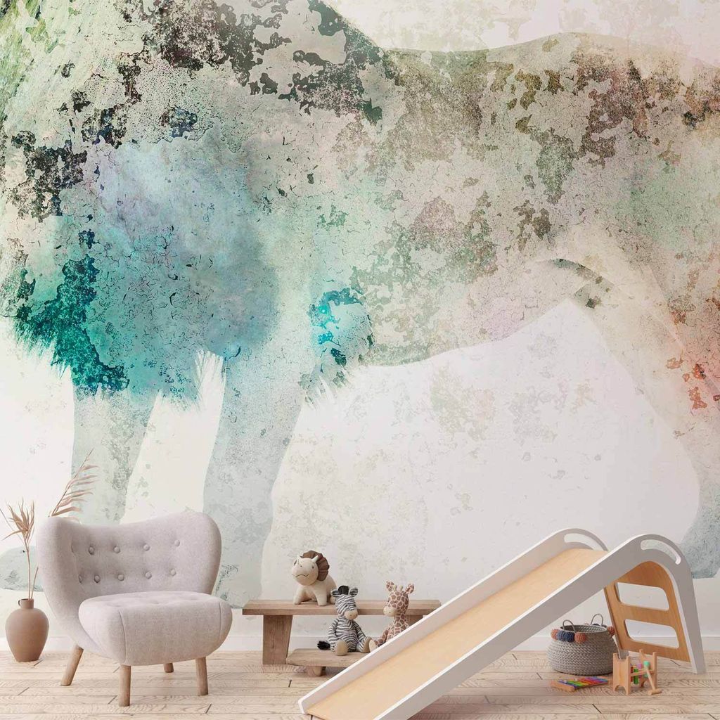 Selbstklebende Folie Fototapete - King of the animals - lion on a solid textured background with coloured accent 245x175 cm Tiere g-C-0262-a-a