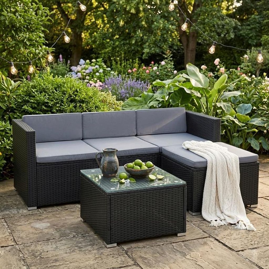 Rattan Lounge Sitzgruppe Gartenmöbel Set Sofa Couch Produktbild 