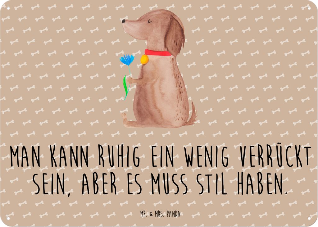 Mr. & Mrs. Panda tafel Hund Blume DIN A5 - Hundeglück - Geschenk, Blechschild, Haha, Schild, Hunde, Türschild, Wandbild, Stil, Sprüche, Retro, V...
