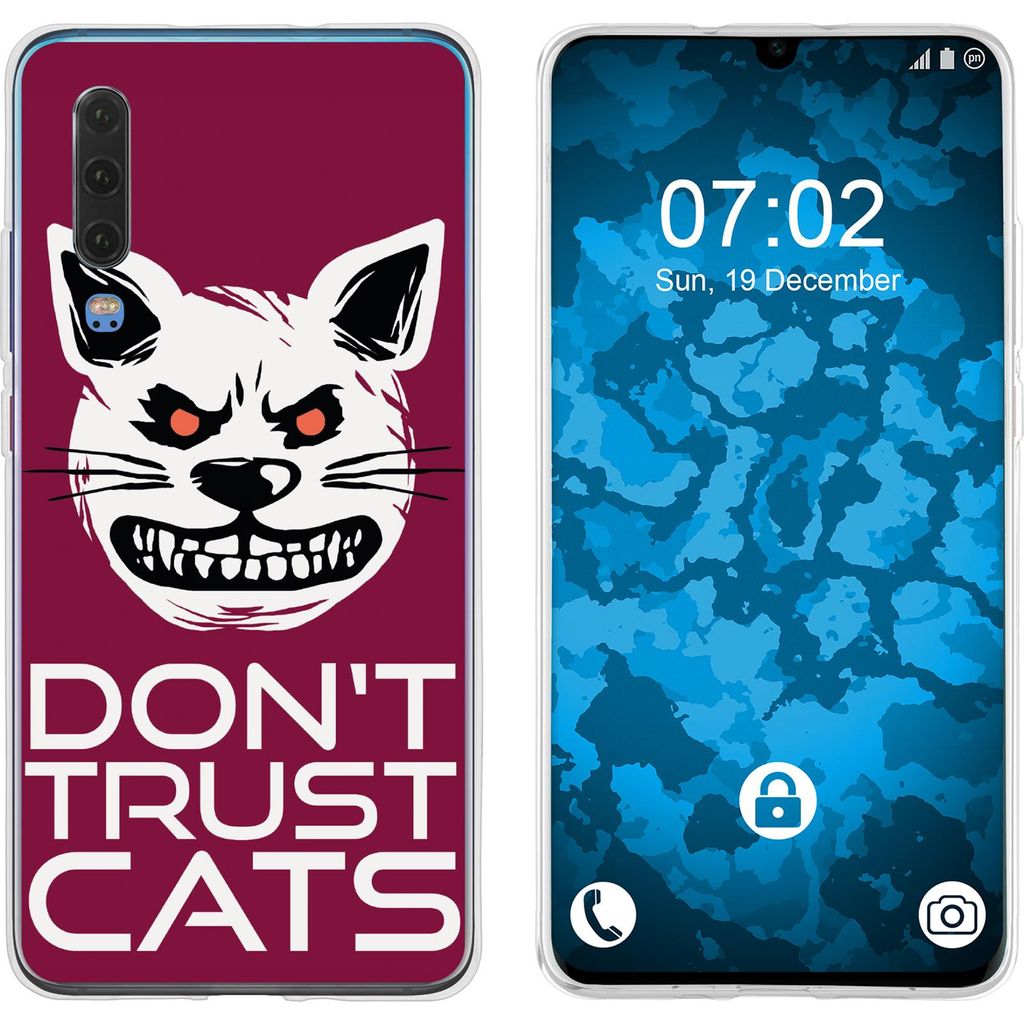 PhoneNatic Case kompatibel mit Huawei P30 Silikon-Hülle Crazy Animals Katze M1