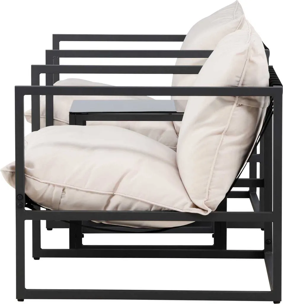 Messinasalon Ensemble de 2 Fauteuils et 1 Table d'Appoint Noire Design - 11