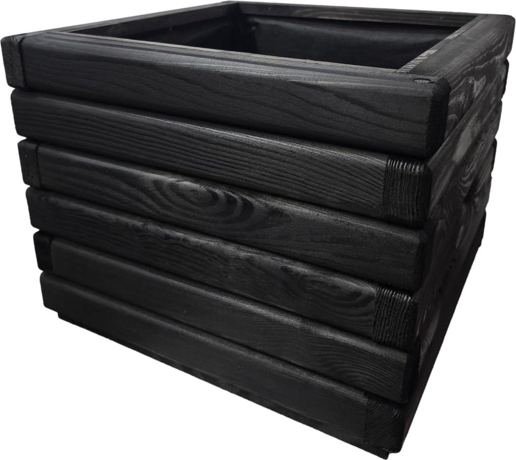 HolzGarden Pflanzkübel Holz 40x30x40 cm Imprägniert Farbe Ebenholz Wetterfest Blumenkasten Blumentopf Groß Außen Balkon Garten Pflanzkasten 29l