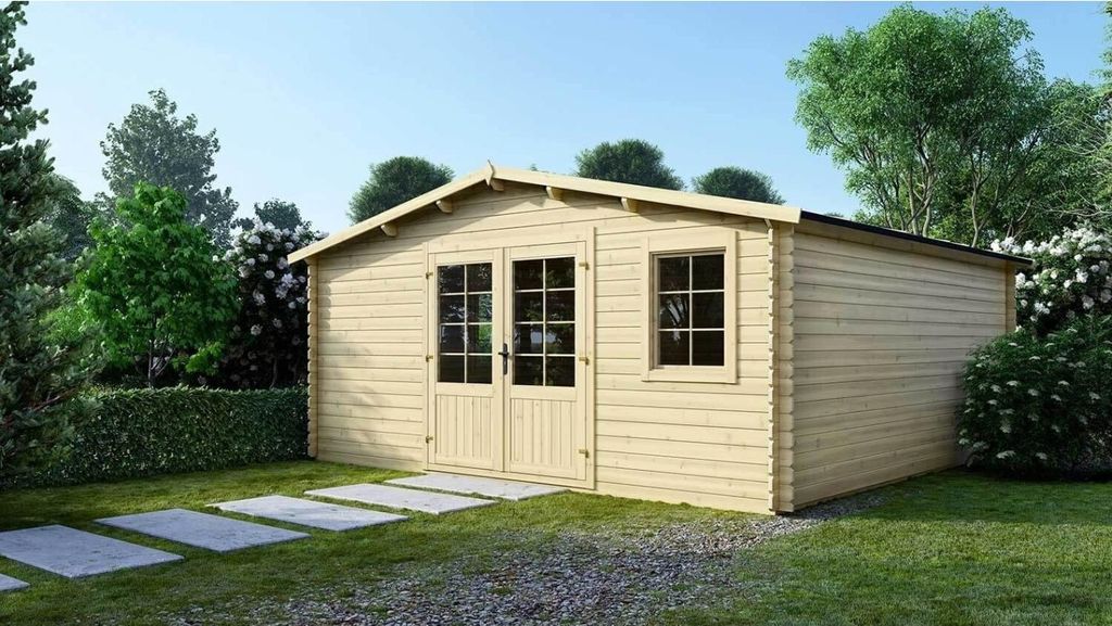Abri de jardin en bois - 25m2 - 5x5m - Ep. 28mm - Couleur: Image du produit 