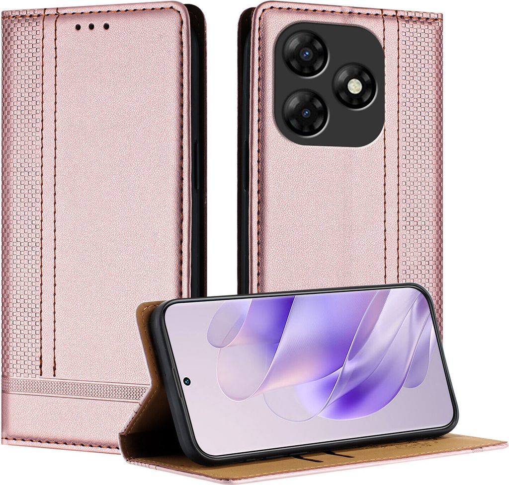 Handyhülle für itel P55 4G Leder Flip Klappbare Schutzhülle mit Standfunktion Pink