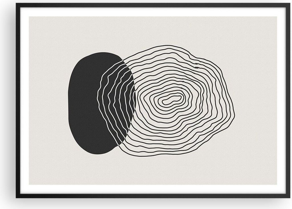 Gerahmtes Poster - Schwarzer Rahmen - Abstraktion Fleck Gläser - 100x70 cm - Wand Bild - Wanddeko - Wandbilder - Wandposter - Bilderrahmen - Bilde...