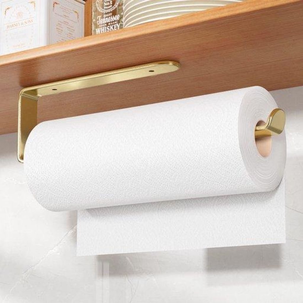 Selbstklebende Küchenpapierhalterung goldfarben für Küchenorganisation