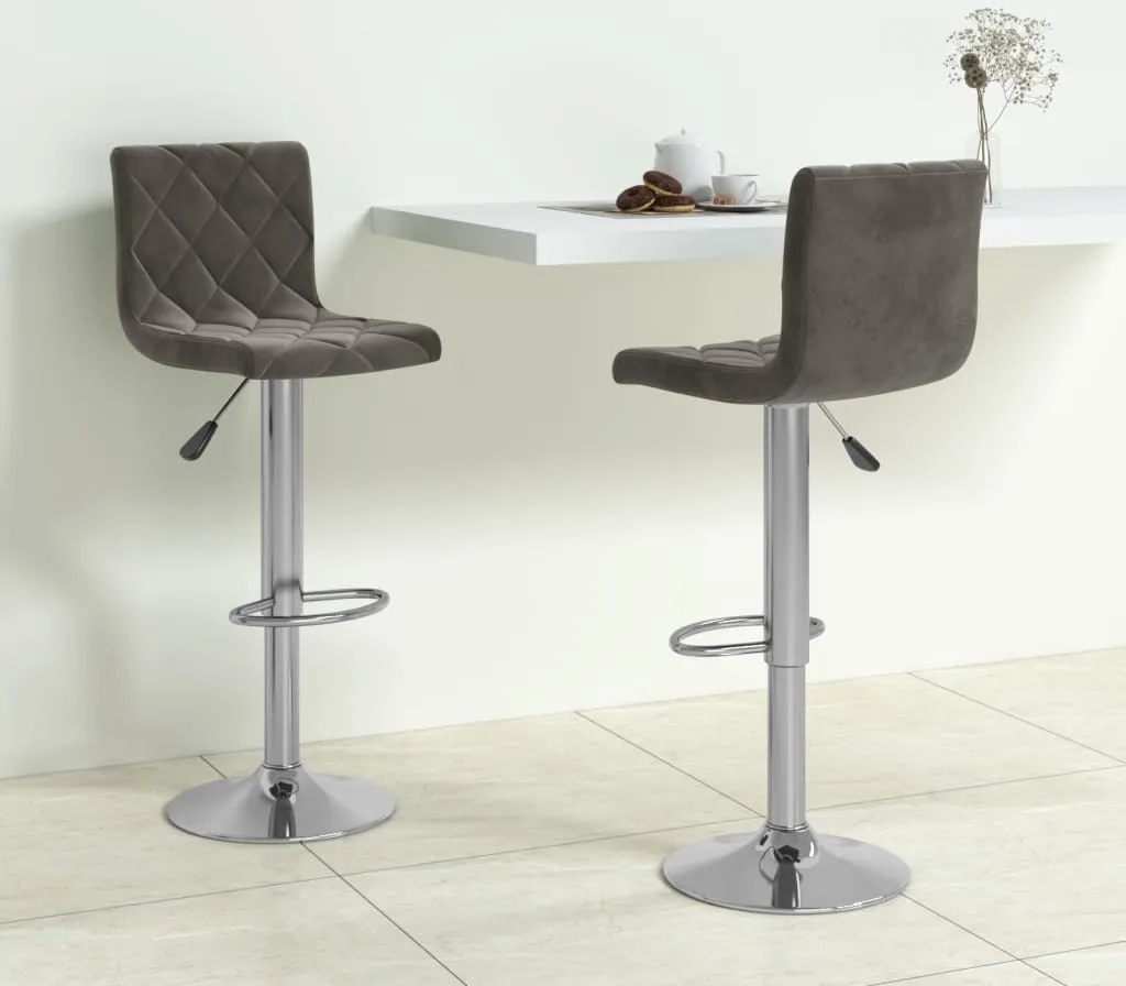 Coppia Sgabelli Alti Velluto Grigio Scuro The Living Store - Offerta