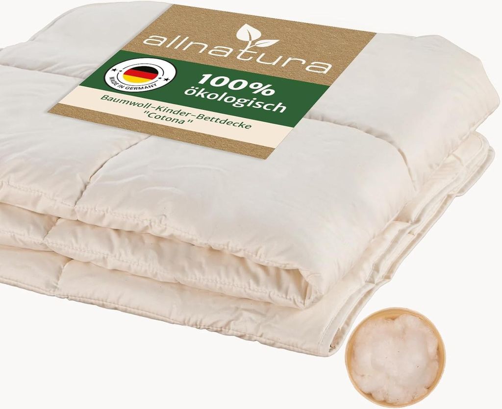 allnatura Kinder-Bettdecke Cotona 100x135 - Leichte Sommerdecke für Babys & Kleinkinder aus Baumwolle (KBA), atmungsaktiv, allergikerfreundlich