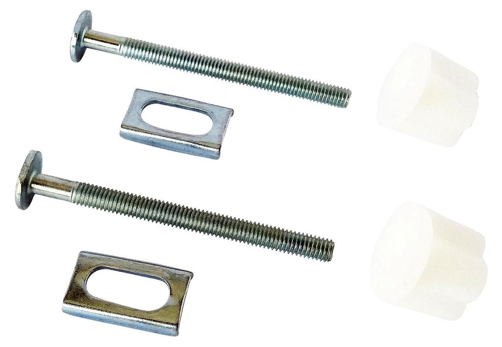 WC Deckelfixierungen 2 Metallplatten und zwei Muttern - Länge 75 mm