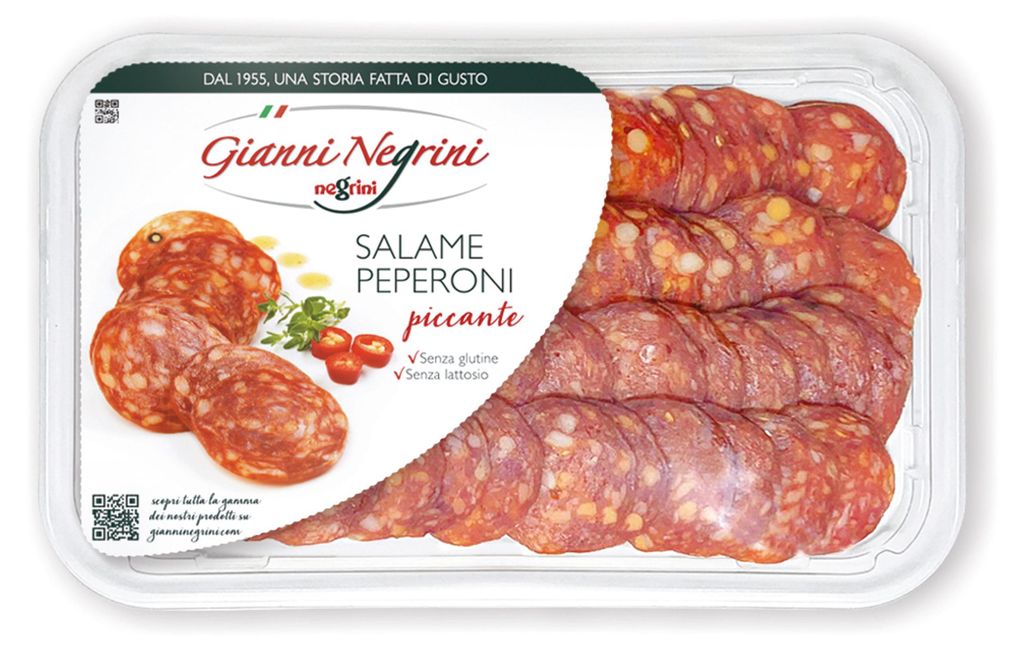 Saucisson piquant au pepperoni, tranché, 80 g Image du produit 