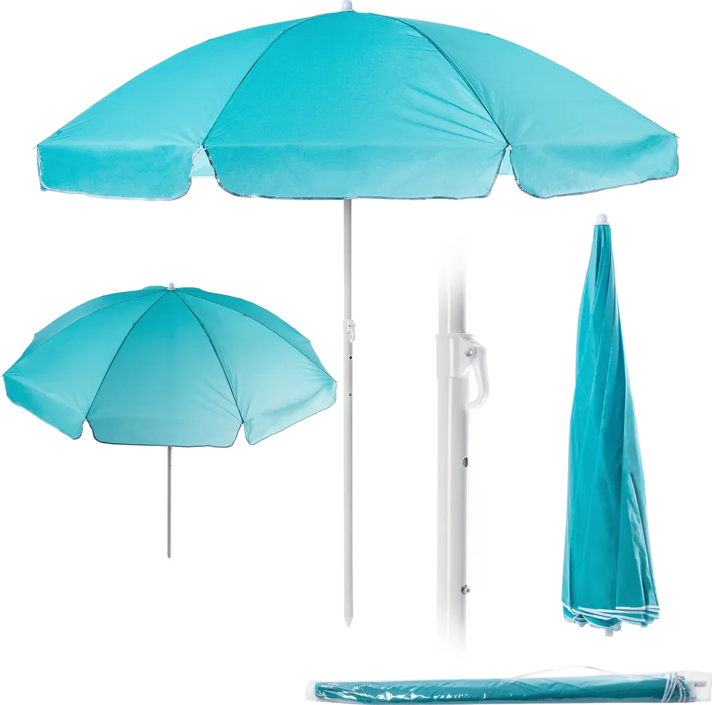 Grand parasol de jardin inclinable 220cm KADAX en toile résistante bleue