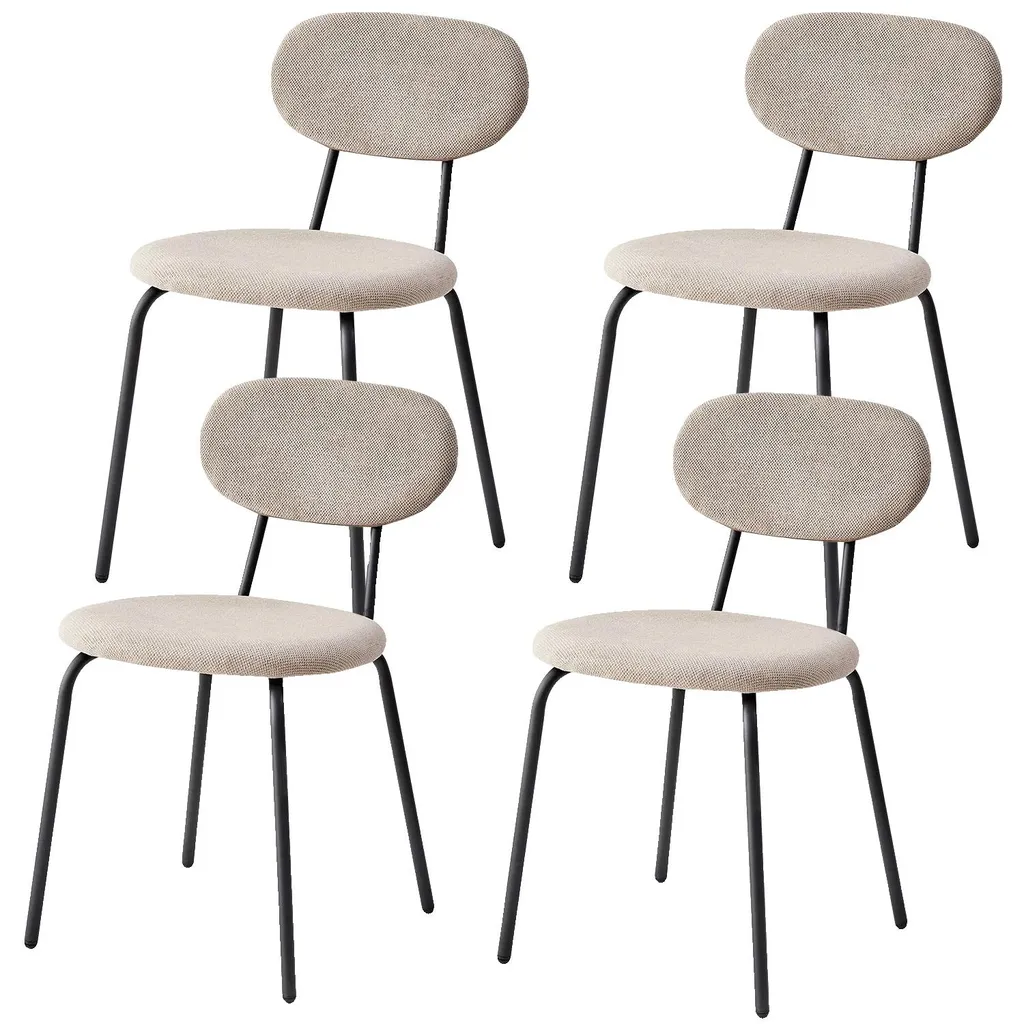 Chaises en velours blanc, pieds métalliques stables forme fer à cheval