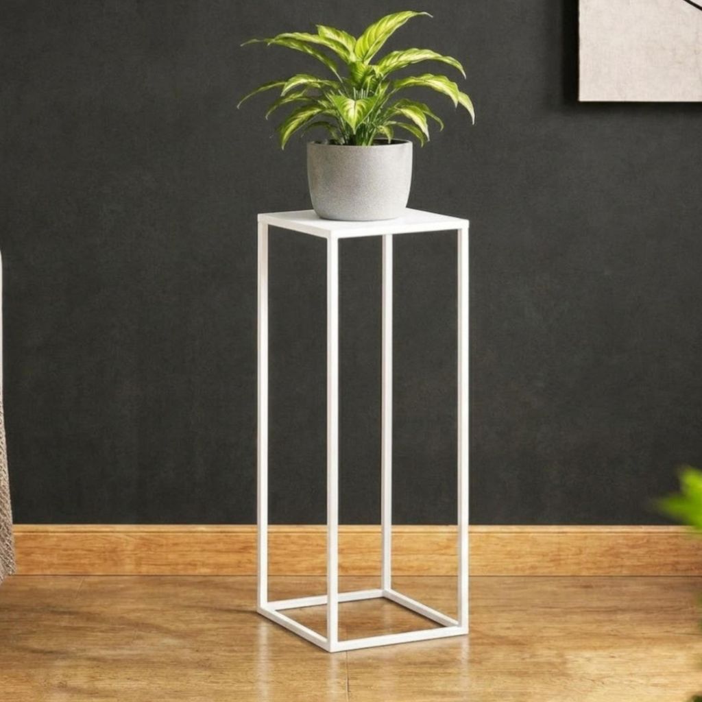 DanDiBo Blumenhocker Metall Weiß Eckig 70 cm Blumenständer Produktbild 