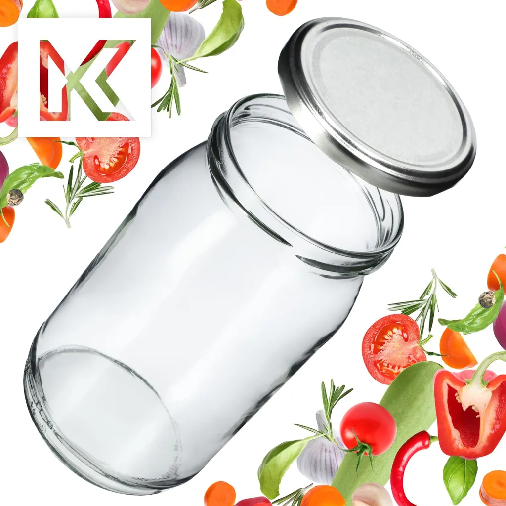 KADAX barattoli per conserve 900 ml, barattoli per conserve, barattoli per conserve con coperchio a vite, barattoli per conserve utilizzabili come barattoli per marmellata, barattoli per la conservazione, barattoli per conserve (48 pezzi, argento) - 4