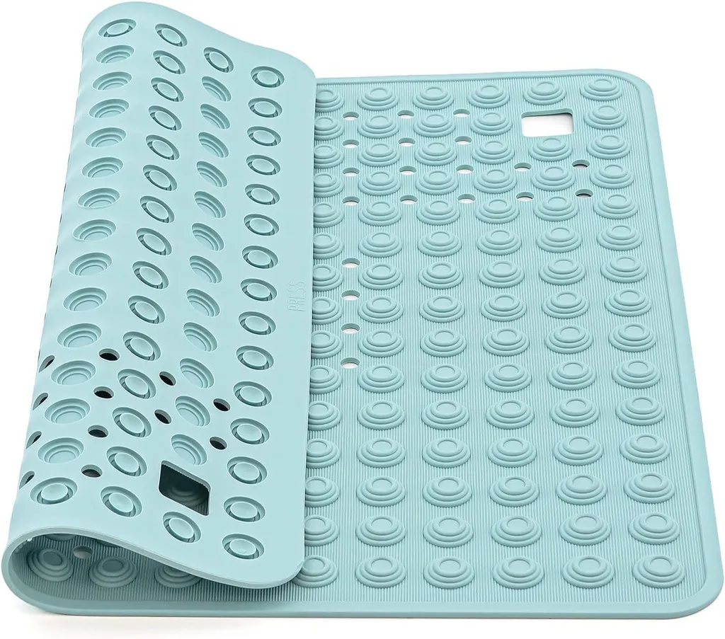 Tapis de Bain Antidérapant 60x60 cm Bleu en Caoutchouc Multifonction