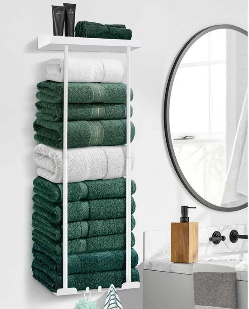 Porte-serviettes robuste étanche blanc pour salle de bain moderne