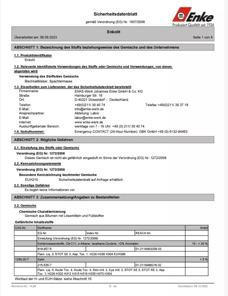 Enkolit Blechkleber Kartusche 310 ml Produktbild 6