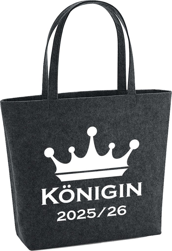 Huuraa Filzshopper Königin 2025/26 Schützenkönigin 22 Liter Charcoal Melange Filztasche Geschenkidee