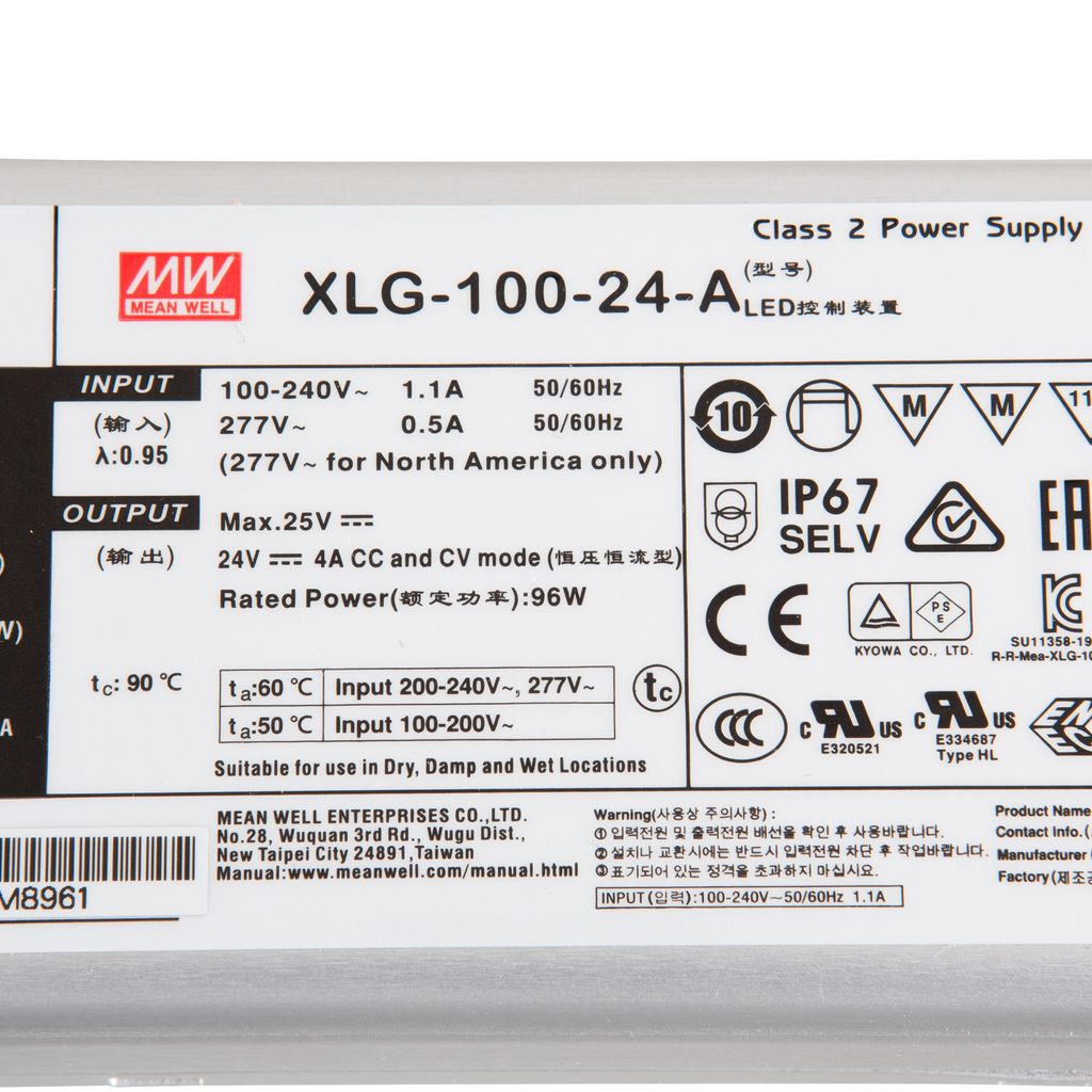 MEANWELL MW XLG-100-24-A - LED-Trafo, 96 W, 24 V DC, 4000 Immagine del prodotto 