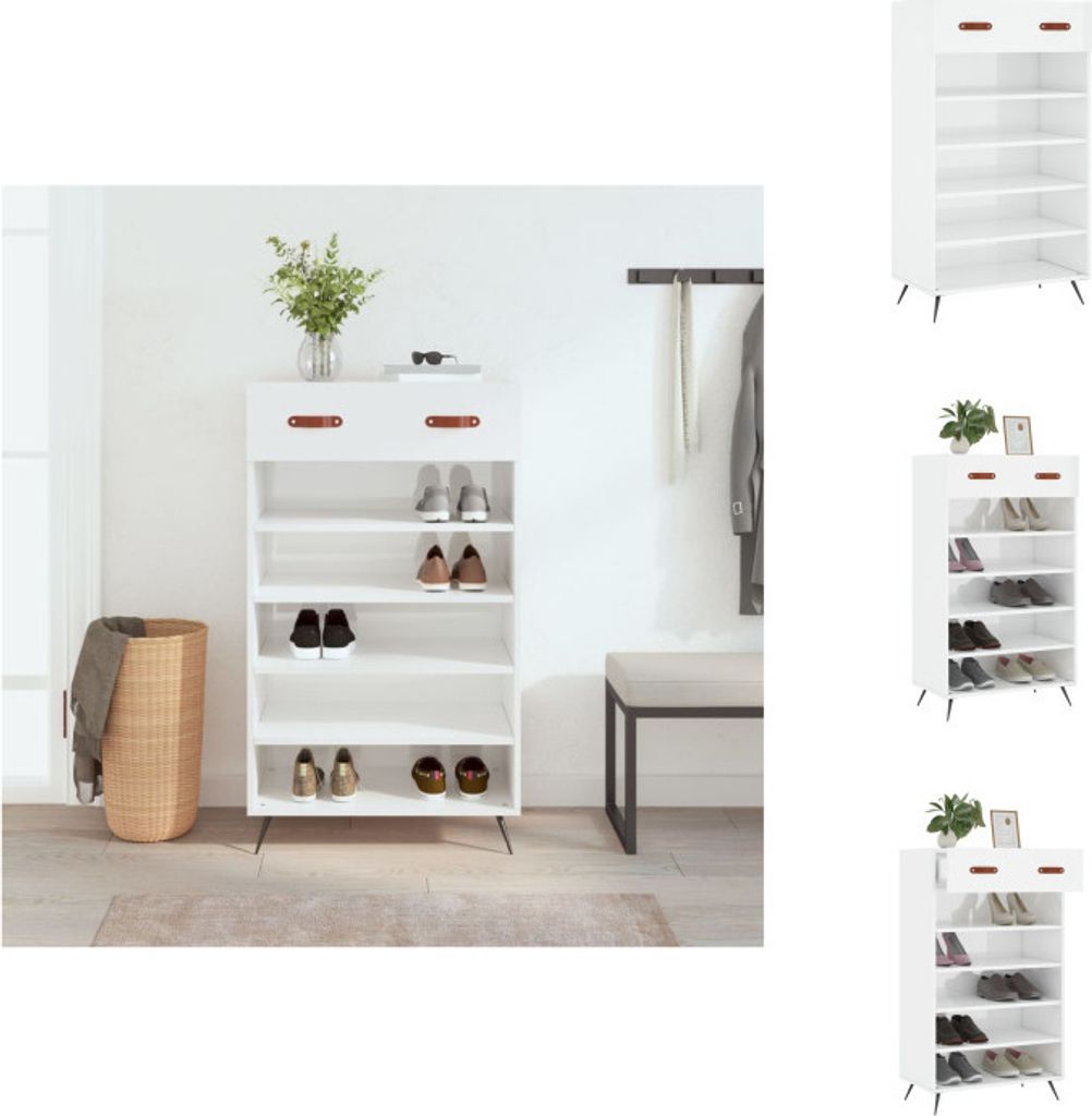 vidaXL Armadio per scarpe bianco lucido 60x35x105 cm in Immagine del prodotto 