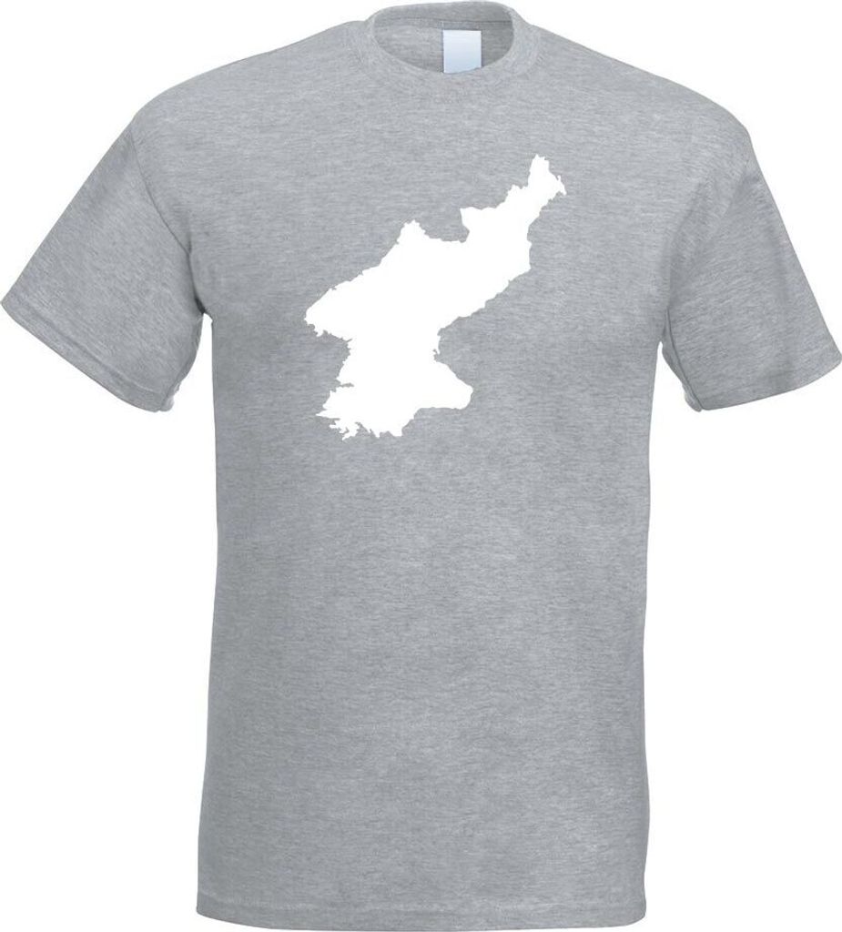 Kiwistar - T-Shirt - Graumeliert - Korea, Nord Umriss Kontur Herren Funshirt Bedruckt Design Sprüche Spruch Motive - mit Motiv Bedruckt - Funshirt...